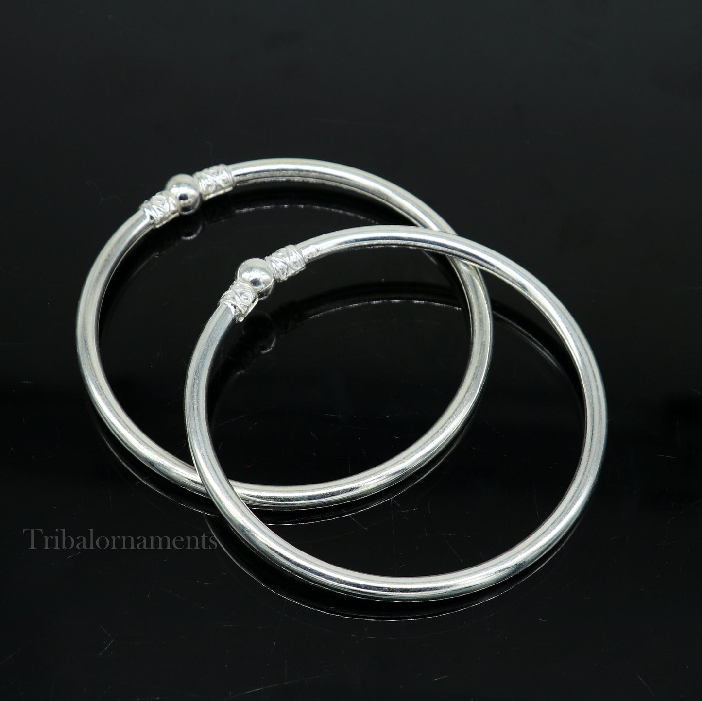 Exclusive design handmade sterling silver plain shiny Round bangle bracelet kada best fancy stylish brides bangle belly dance jewelry nba227 - TRIBAL ORNAMENTS