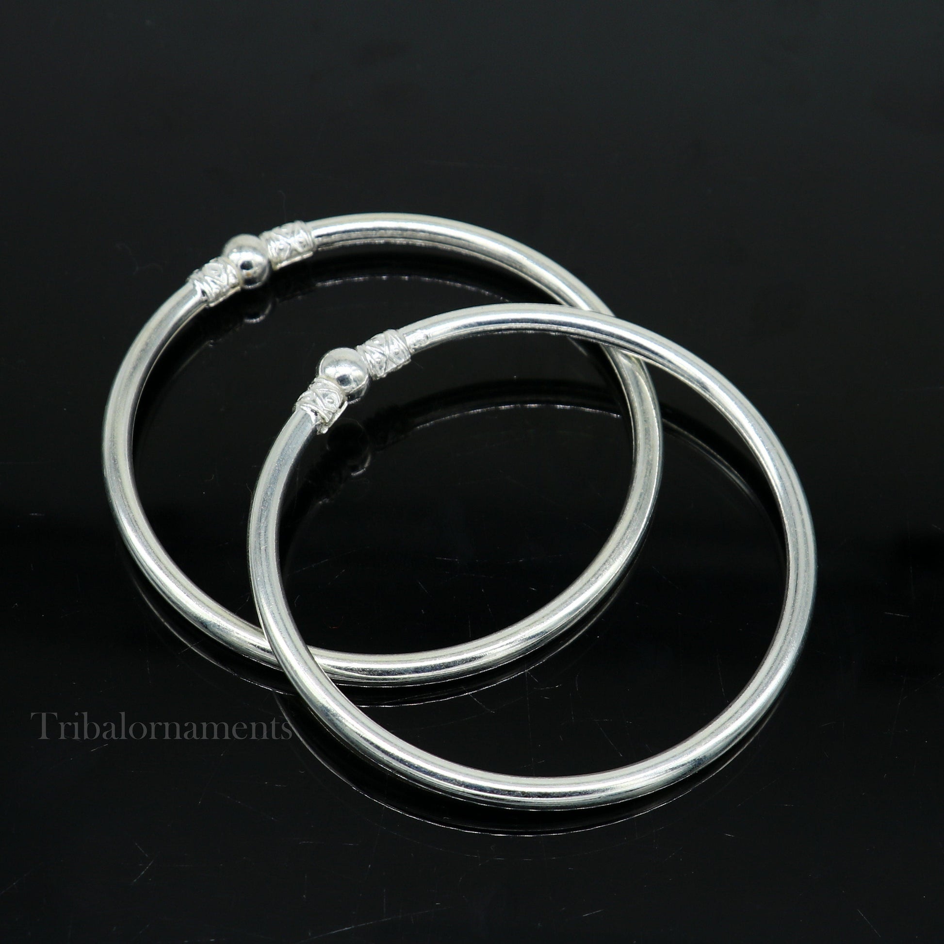 Exclusive design handmade sterling silver plain shiny Round bangle bracelet kada best fancy stylish brides bangle belly dance jewelry nba227 - TRIBAL ORNAMENTS