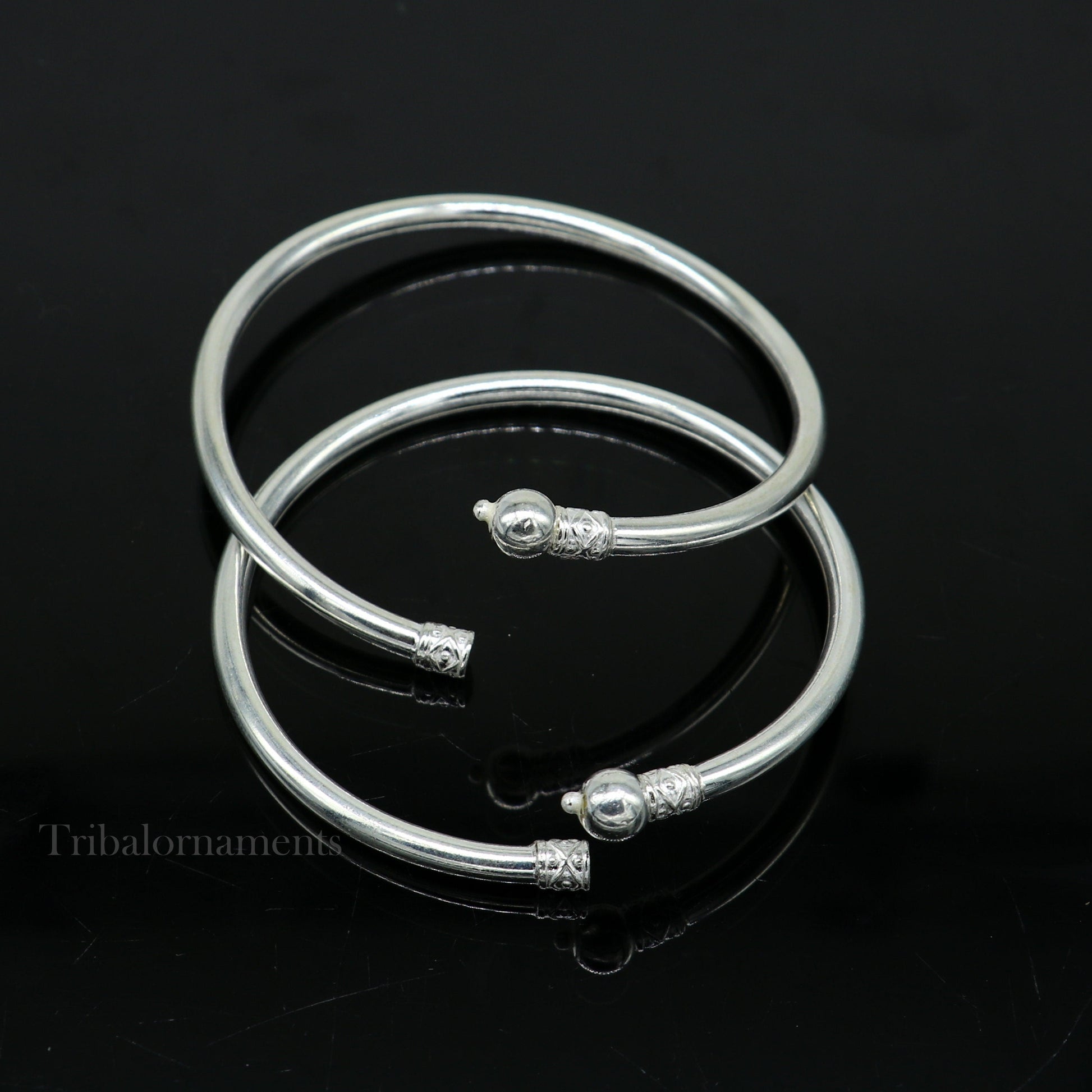 Exclusive design handmade sterling silver plain shiny Round bangle bracelet kada best fancy stylish brides bangle belly dance jewelry nba227 - TRIBAL ORNAMENTS