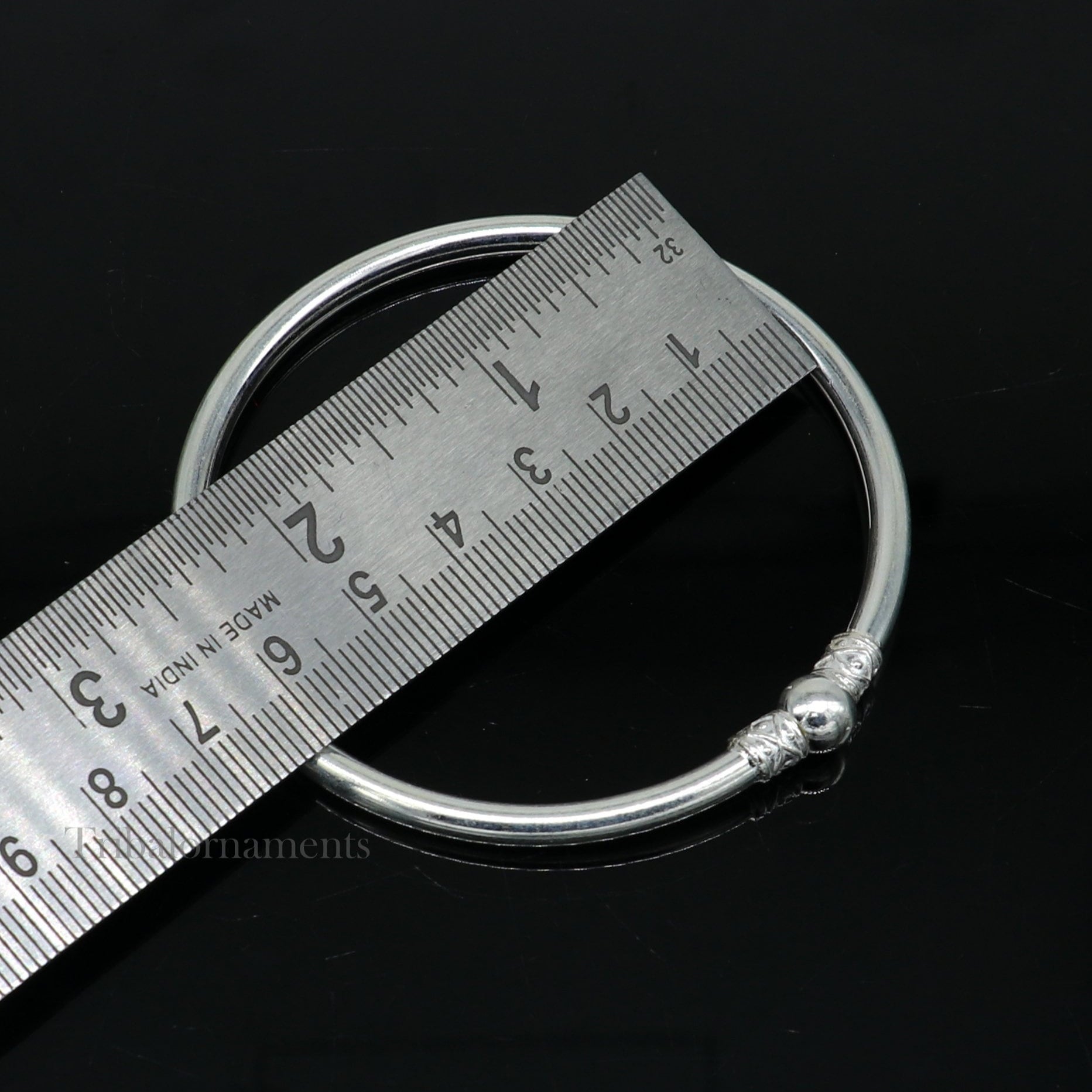 Exclusive design handmade sterling silver plain shiny Round bangle bracelet kada best fancy stylish brides bangle belly dance jewelry nba227 - TRIBAL ORNAMENTS