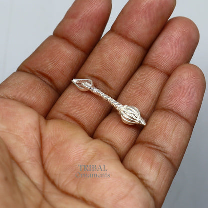 Sterling silver Hanuman Gota Gada pendant, unisex jewelry by Tribal Ornaments, featuring intricate design and craftsmanship.