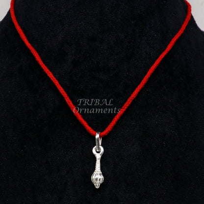 Unisex Hanuman Gota Gada pendant in solid 925 sterling silver with intricate tribal Sakha design, stylish jewelry by TRIBAL ORNAMENTS.