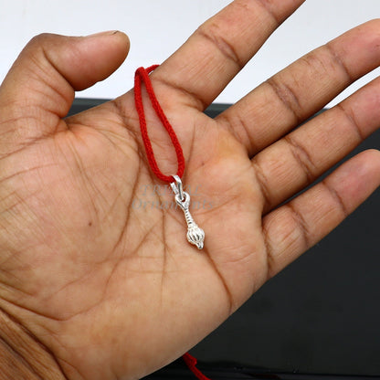 Sterling silver Hanuman Gota Gada Sakha pendant jewelry in unisex design, crafted by TRIBAL ORNAMENTS, featuring intricate traditional details.