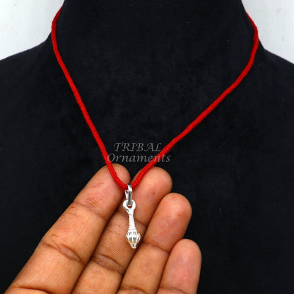 Sterling silver Hanuman Gota Gada Sakha pendant, unisex tribal jewelry design, intricate silver pendant for necklace or gift.