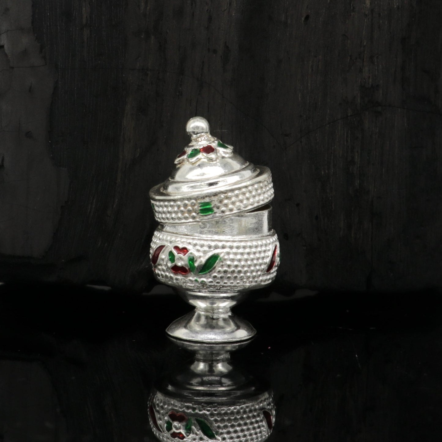 Exclusive gifting trinket box, sindur kumkum box, brides eye kajal box, 925 sterling silver handmade gifting article silver jewelry stb118 - TRIBAL ORNAMENTS