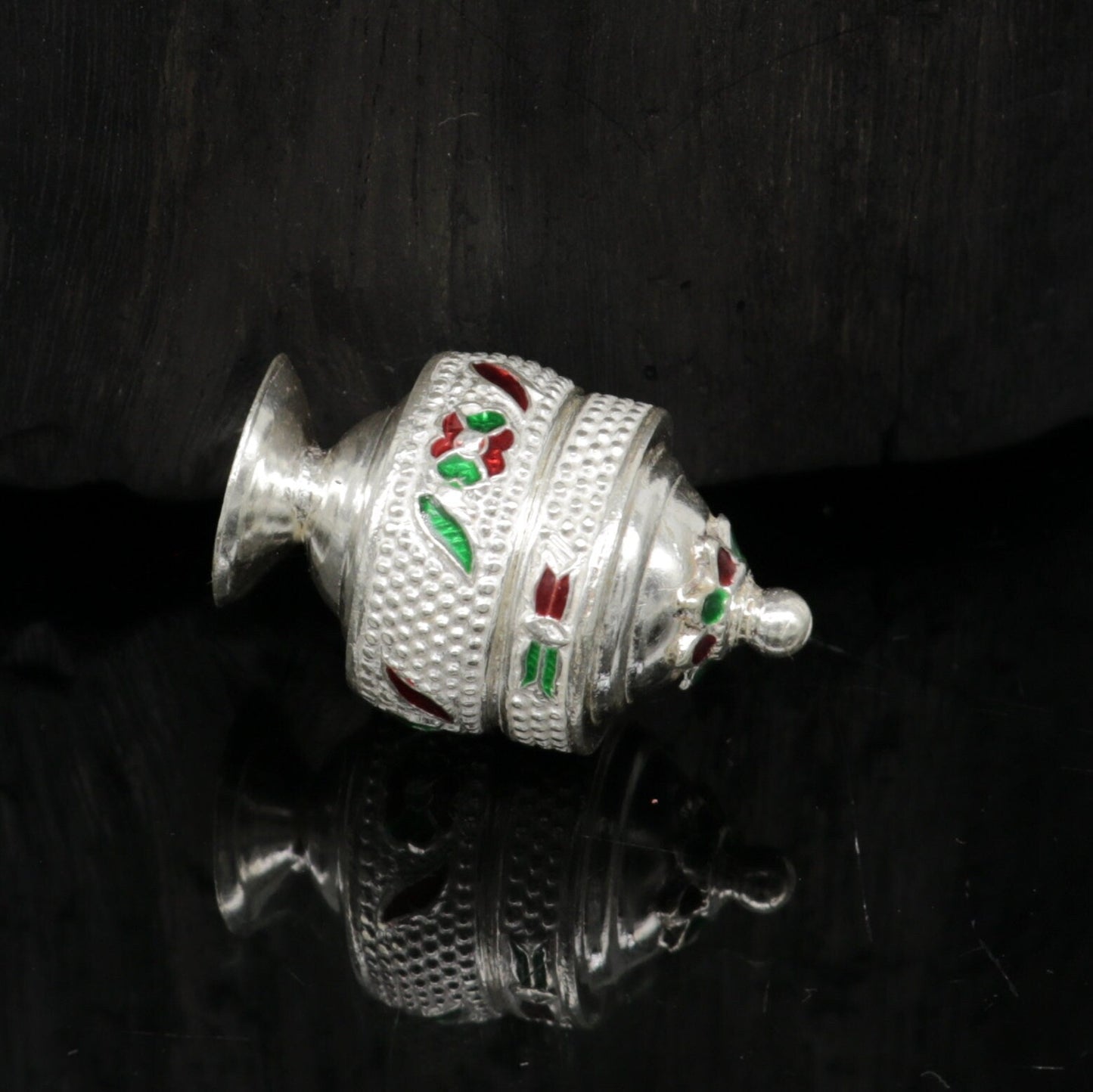 Exclusive gifting trinket box, sindur kumkum box, brides eye kajal box, 925 sterling silver handmade gifting article silver jewelry stb118 - TRIBAL ORNAMENTS