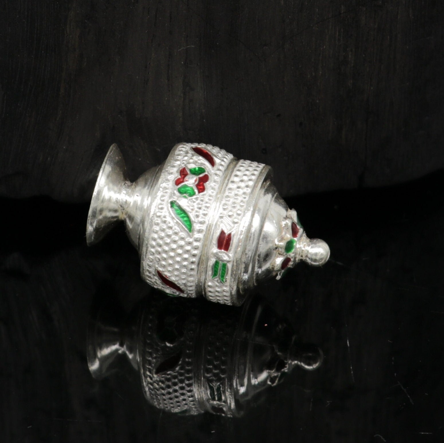 Exclusive gifting trinket box, sindur kumkum box, brides eye kajal box, 925 sterling silver handmade gifting article silver jewelry stb118 - TRIBAL ORNAMENTS