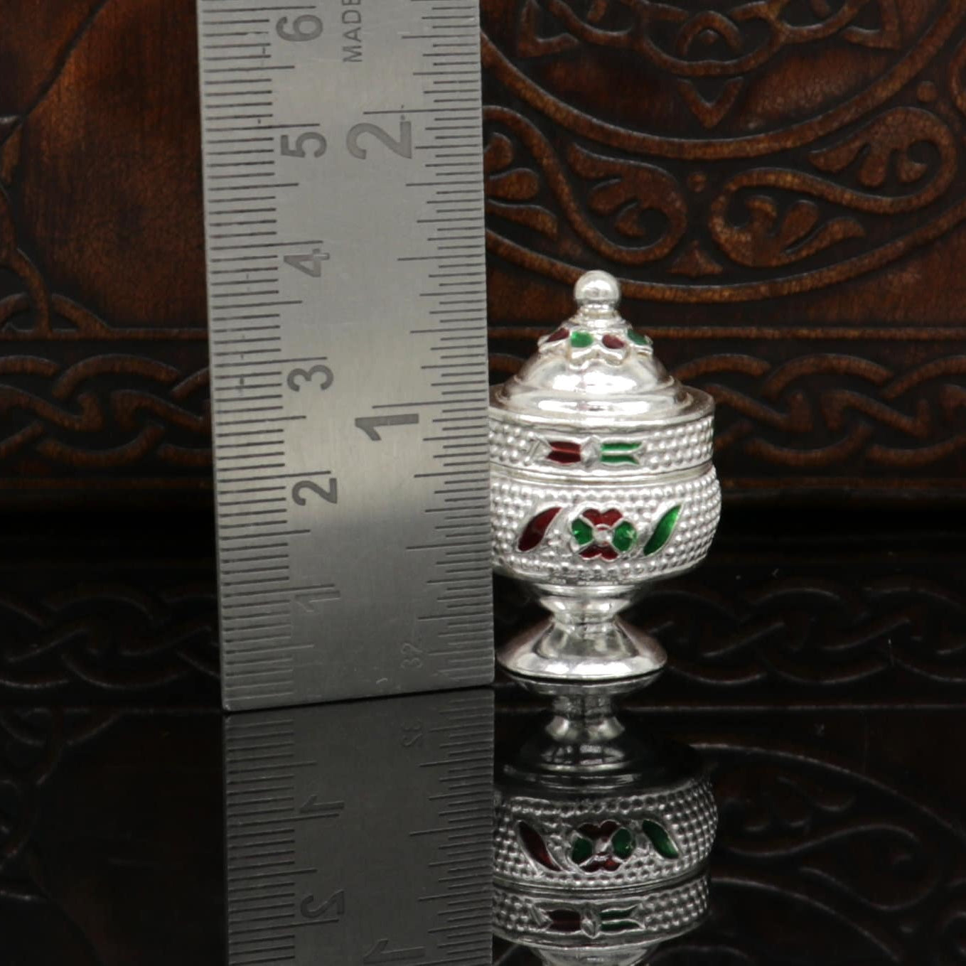 Exclusive gifting trinket box, sindur kumkum box, brides eye kajal box, 925 sterling silver handmade gifting article silver jewelry stb118 - TRIBAL ORNAMENTS