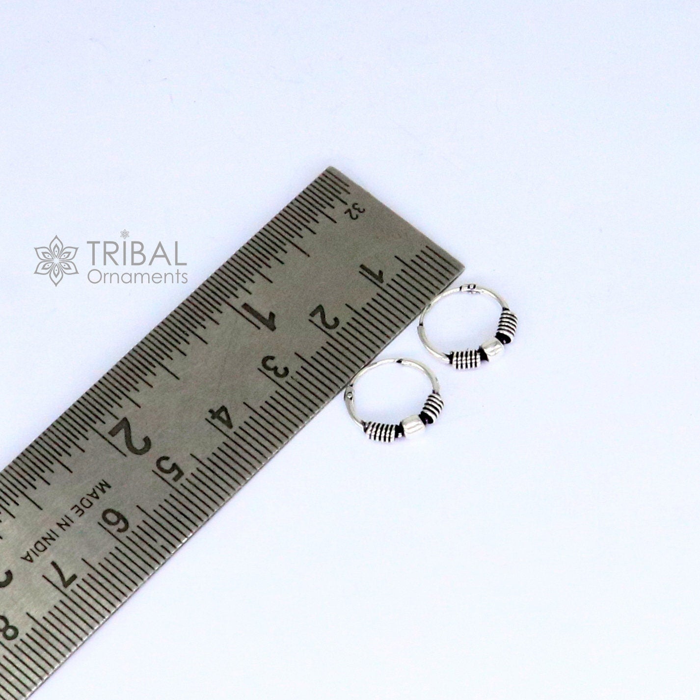 Exclusive new fancy stylish small  925 sterling silver handmade hoops earrings bali ,pretty gifting bali tribal jewelry india s1215 - TRIBAL ORNAMENTS