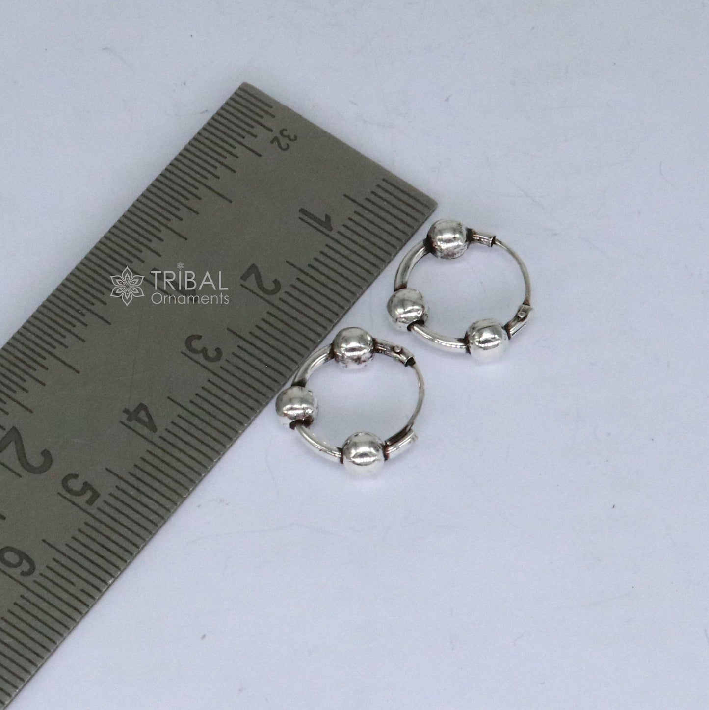 Exclusive new fancy stylish small  925 sterling silver handmade hoops earrings bali ,pretty gifting bali tribal jewelry india s1216 - TRIBAL ORNAMENTS