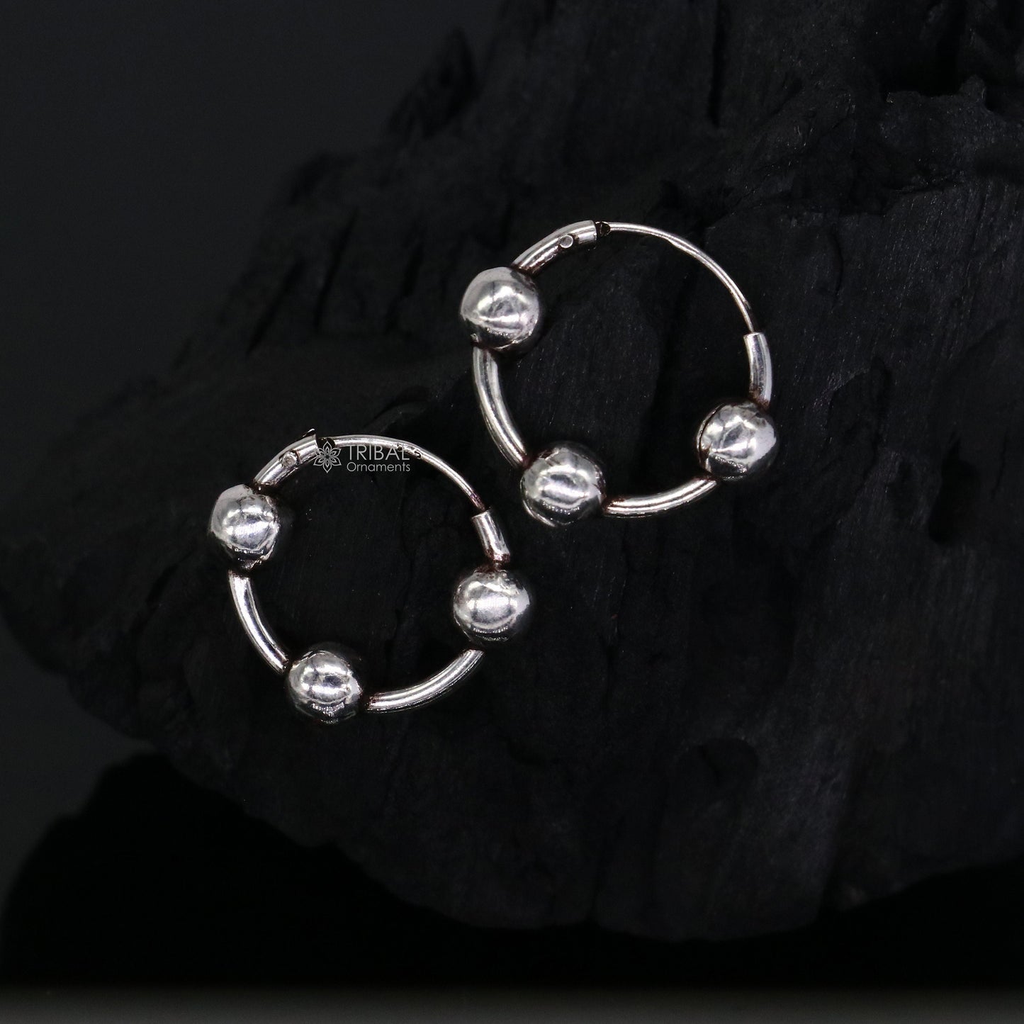 Exclusive new fancy stylish small  925 sterling silver handmade hoops earrings bali ,pretty gifting bali tribal jewelry india s1216 - TRIBAL ORNAMENTS