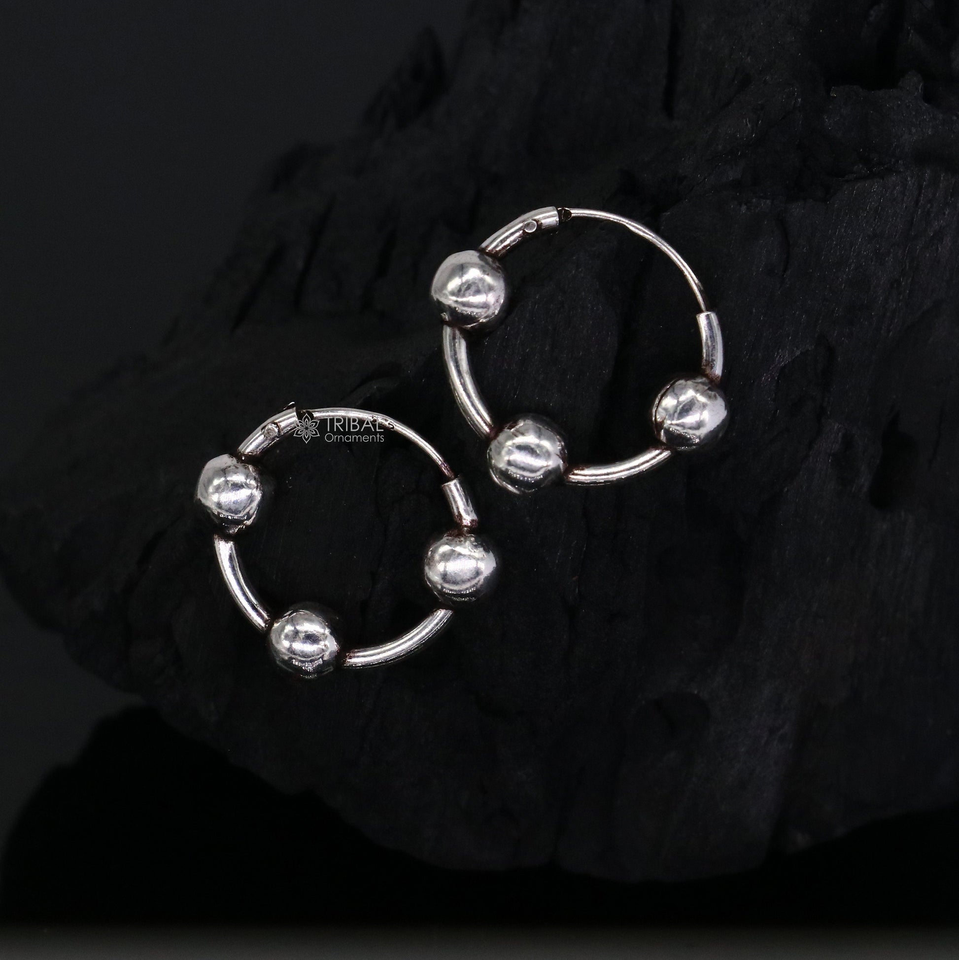 Exclusive new fancy stylish small  925 sterling silver handmade hoops earrings bali ,pretty gifting bali tribal jewelry india s1216 - TRIBAL ORNAMENTS