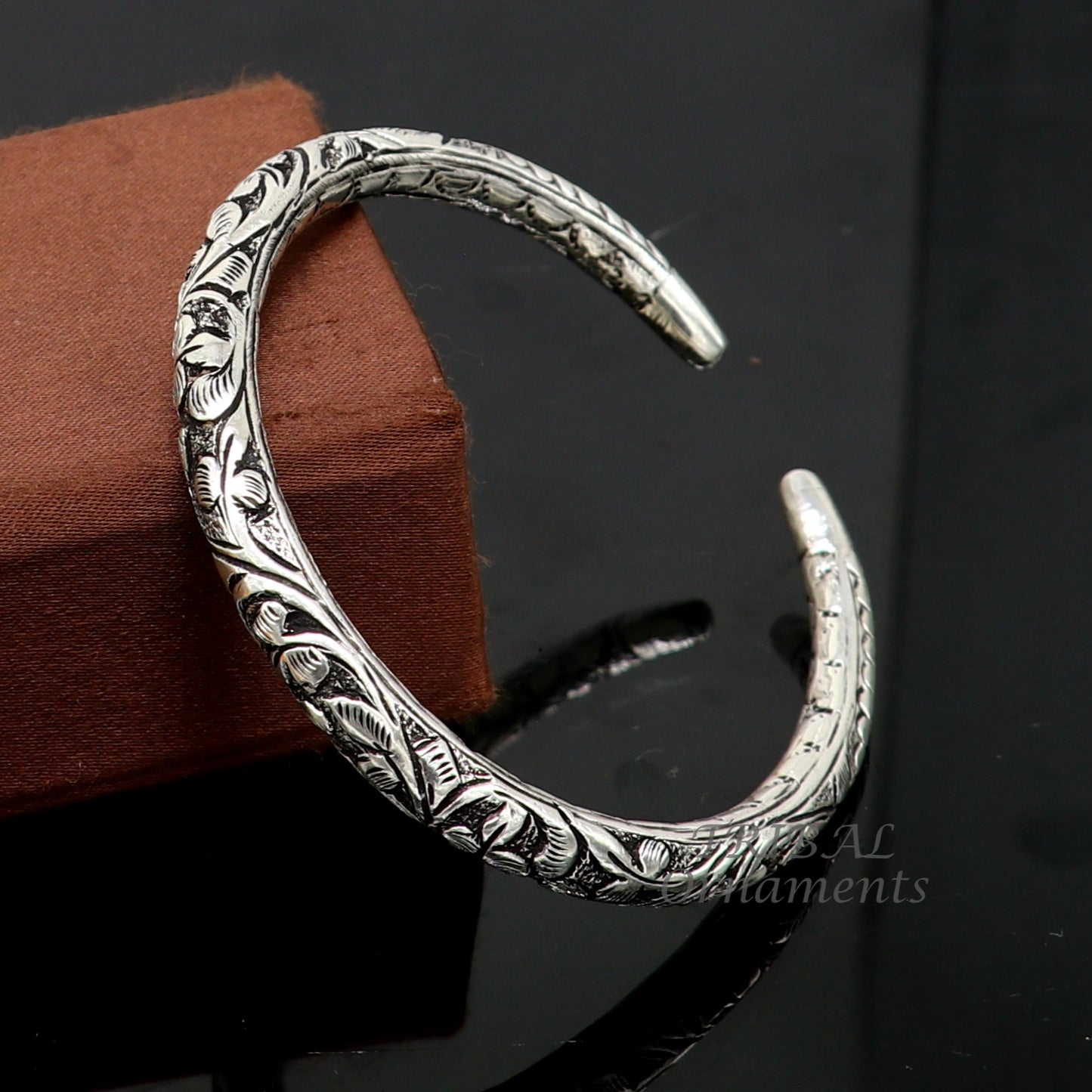 Exclusive oxidized design 925 sterling silver chitai nakshi work handmade unisex cuff bangle bracelet kada, best gifting jewelry nssk764 - TRIBAL ORNAMENTS