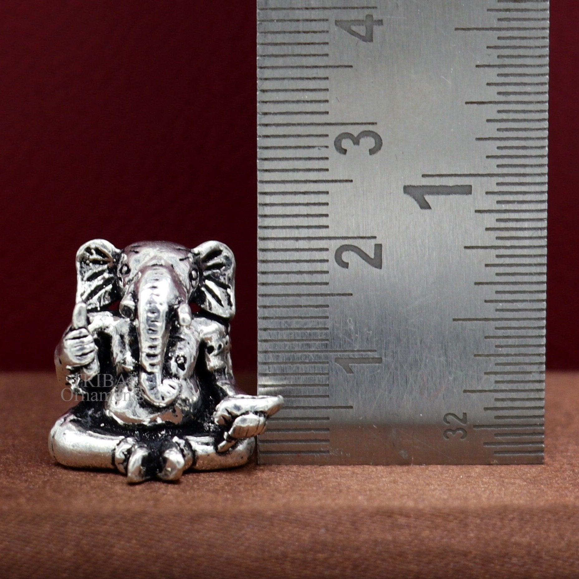 Exclusive stylish design 925 Sterling silver solid little Ganesha statue art, best puja figurine for home temple or your car, art511 - TRIBAL ORNAMENTS