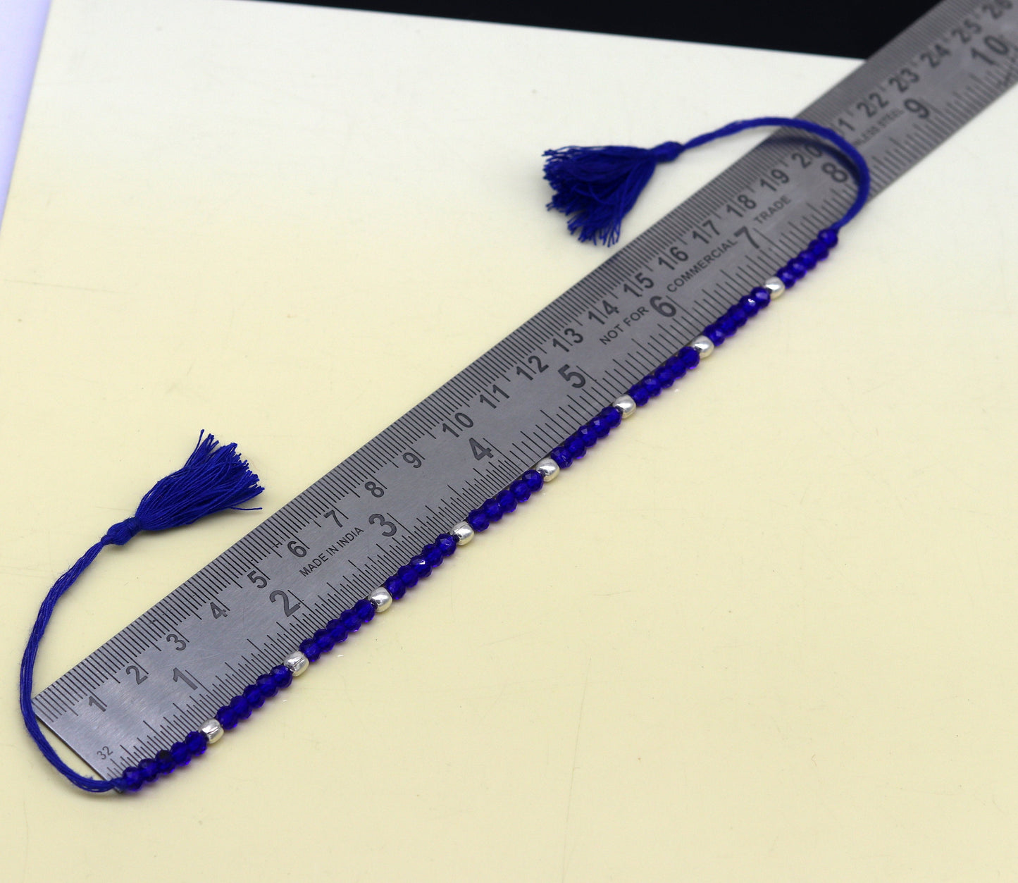 Exclusive threads anklets semi precious blue stone and 925 silver beads, custom made ankle bracelet, pretty modern beaded jewelry ank250 - TRIBAL ORNAMENTS