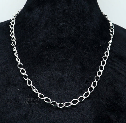 Exclusive unique stylish 20" 925 sterling silver 6mm handmade amazing chain necklace excellent gifting jewelry, men's chain necklace nch334 - TRIBAL ORNAMENTS