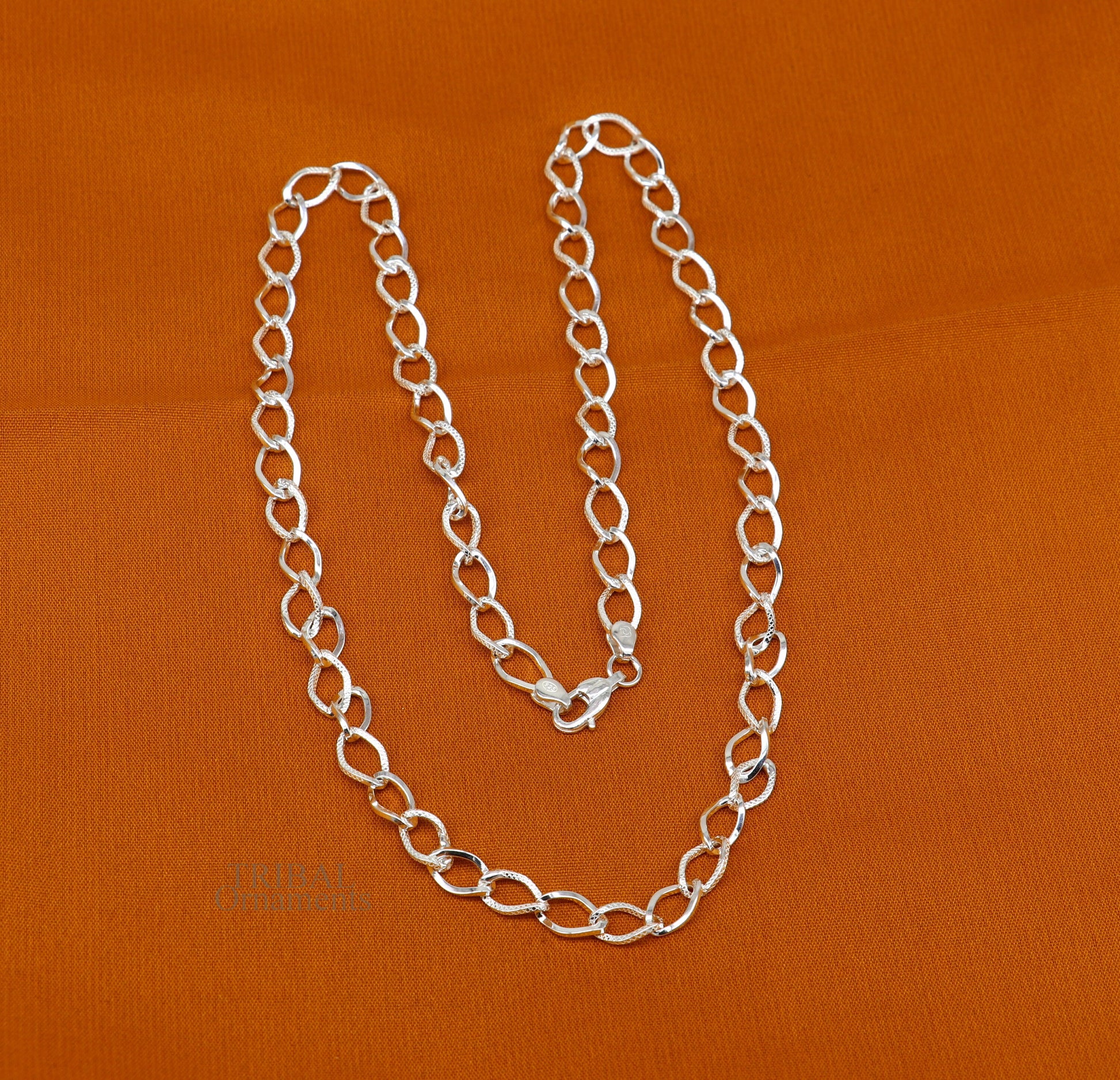 Exclusive unique stylish 20" 925 sterling silver 6mm handmade amazing chain necklace excellent gifting jewelry, men's chain necklace nch334 - TRIBAL ORNAMENTS