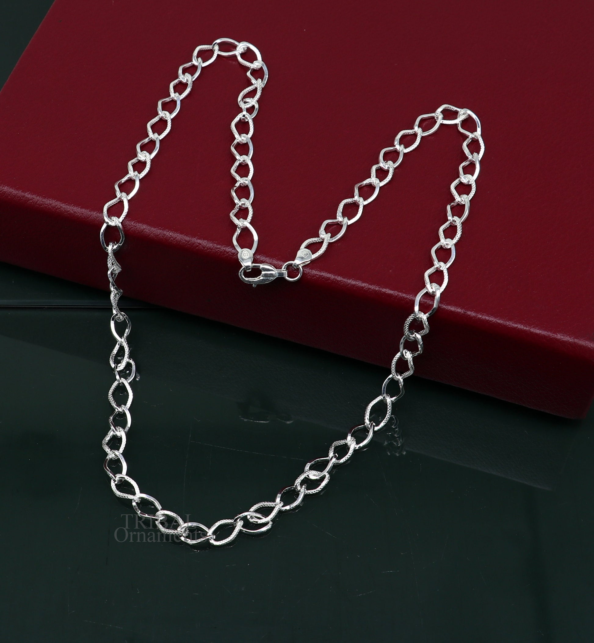 Exclusive unique stylish 20" 925 sterling silver 6mm handmade amazing chain necklace excellent gifting jewelry, men's chain necklace nch334 - TRIBAL ORNAMENTS