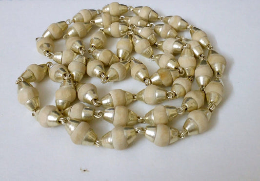 Fabulous basil rosary handmade beads and silver caps chain indian tribal jewelry tulsi mala used in medical - TRIBAL ORNAMENTS