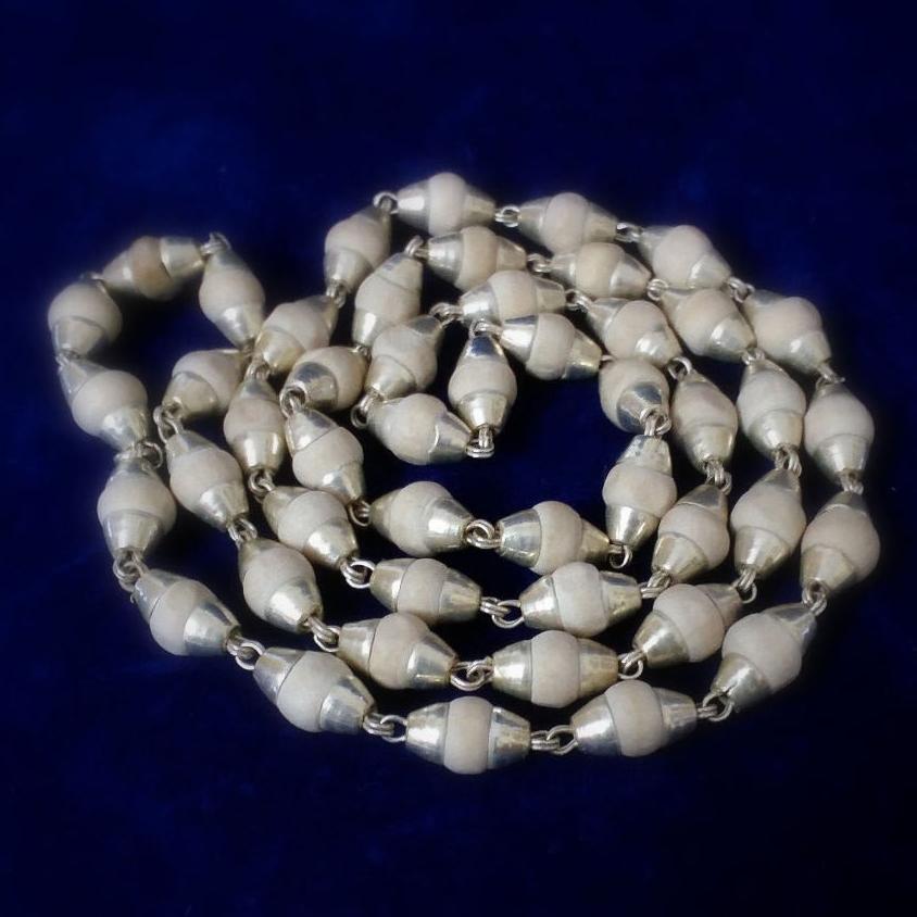 Fabulous basil rosary handmade beads and silver caps chain indian tribal jewelry tulsi mala used in medical - TRIBAL ORNAMENTS