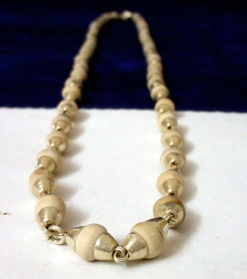 Fabulous basil rosary handmade beads and silver caps chain indian tribal jewelry tulsi mala used in medical - TRIBAL ORNAMENTS