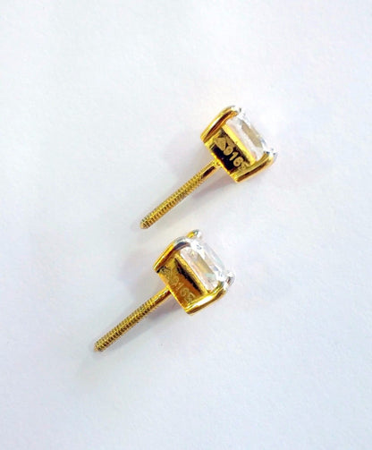 Fabulous Handmade fabulous square cubic zircon stone 22karat yellow gold stud earring pair for boys/girls - TRIBAL ORNAMENTS