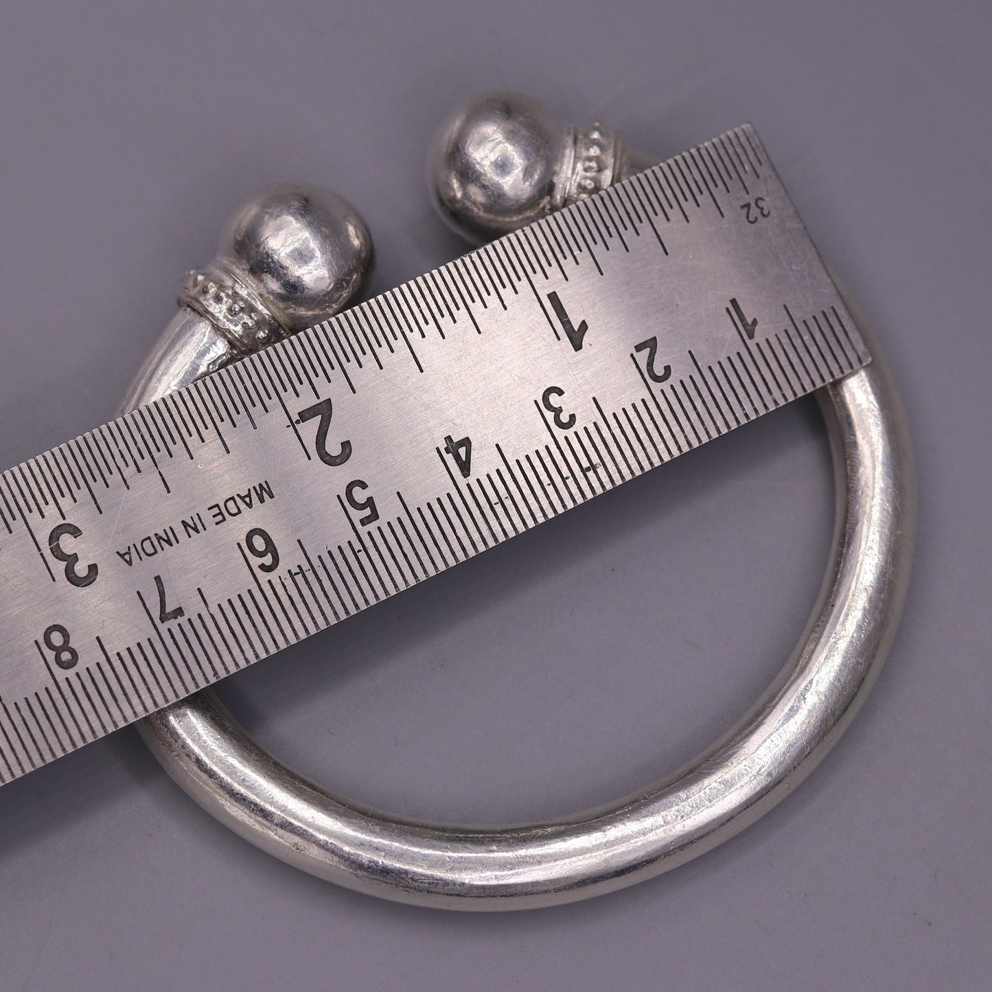 Fabulous plain design handmade solid silver open face adjustable bangle bracelet unisex jewelry from india tribal jewelry nsk184 - TRIBAL ORNAMENTS