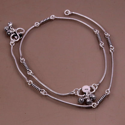 Handmade snake chain ankle bracelet by TRIBAL ORNAMENTS, featuring customized design and perfect for gifting or belly dance accessories.