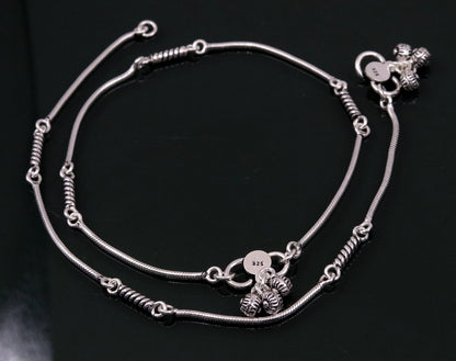 Handmade snake chain ankle bracelet by TRIBAL ORNAMENTS, customized foot jewelry perfect for gifting or belly dance accessories.