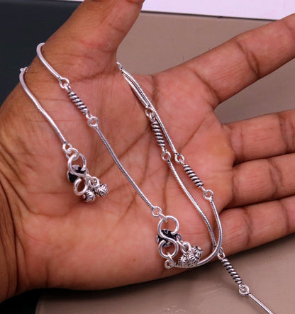 Handmade snake chain ankle bracelet by TRIBAL ORNAMENTS, customized foot jewelry ideal for gifting and belly dance accessories.