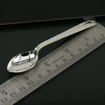 Fabulous handmade sterling silver 5-inch spoon from Tribal Ornaments, featuring a sleek design and antibacterial properties for kitchen use.