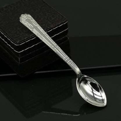 fabulous sterling silver handmade solid silver4.6" spoon kitchen utensils, vessels, silver has antibacterial properties, stay healthy sv60 - TRIBAL ORNAMENTS