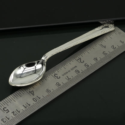 fabulous sterling silver handmade solid silver4.6" spoon kitchen utensils, vessels, silver has antibacterial properties, stay healthy sv60 - TRIBAL ORNAMENTS