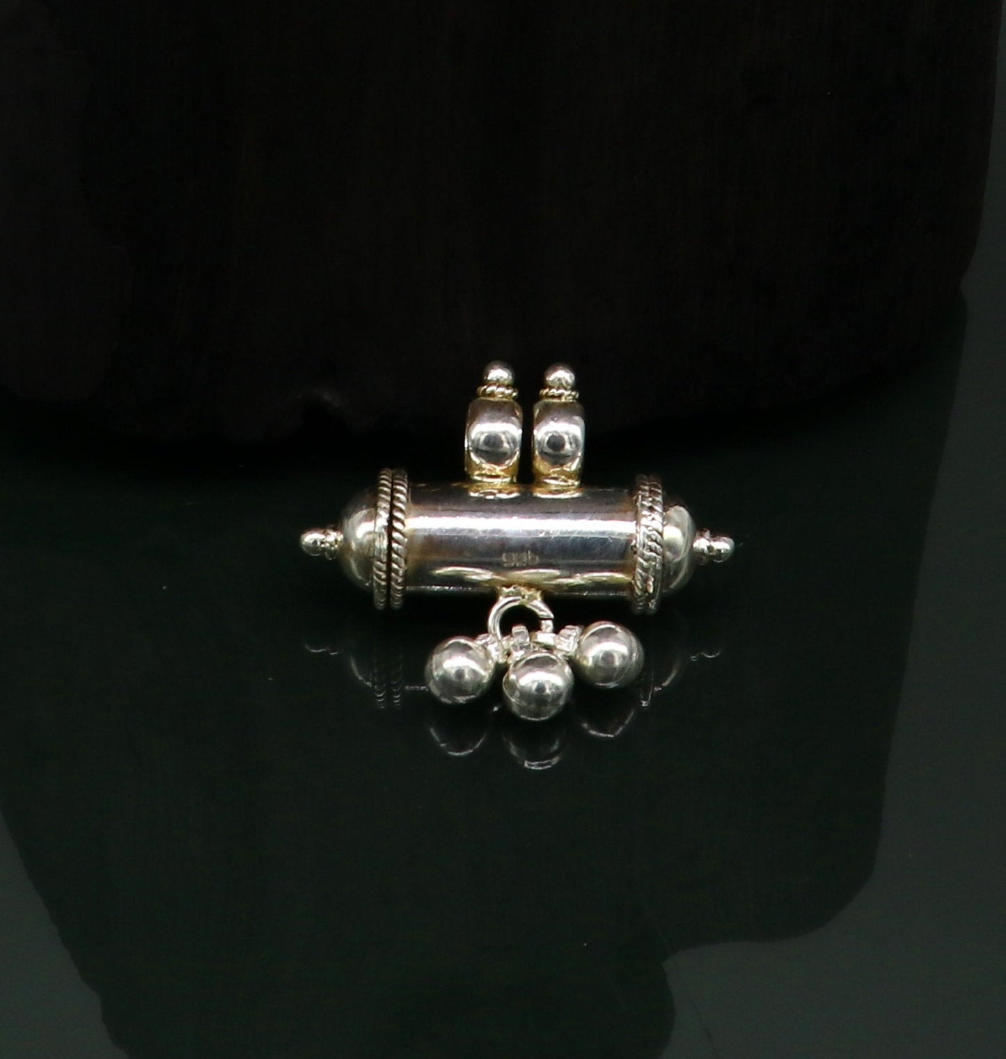 Fine 925 silver amulet pendant, plain shine design pendant, unique stylish fancy jewelry, elegant gifting pendant with jingling bells ssp389 - TRIBAL ORNAMENTS