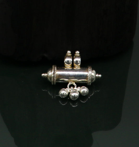 Fine 925 silver amulet pendant, plain shine design pendant, unique stylish fancy jewelry, elegant gifting pendant with jingling bells ssp389 - TRIBAL ORNAMENTS