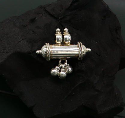 Fine 925 silver amulet pendant with plain shine design, stylish jewelry with jingling bells, elegant gift accessory by TRIBAL ORNAMENTS