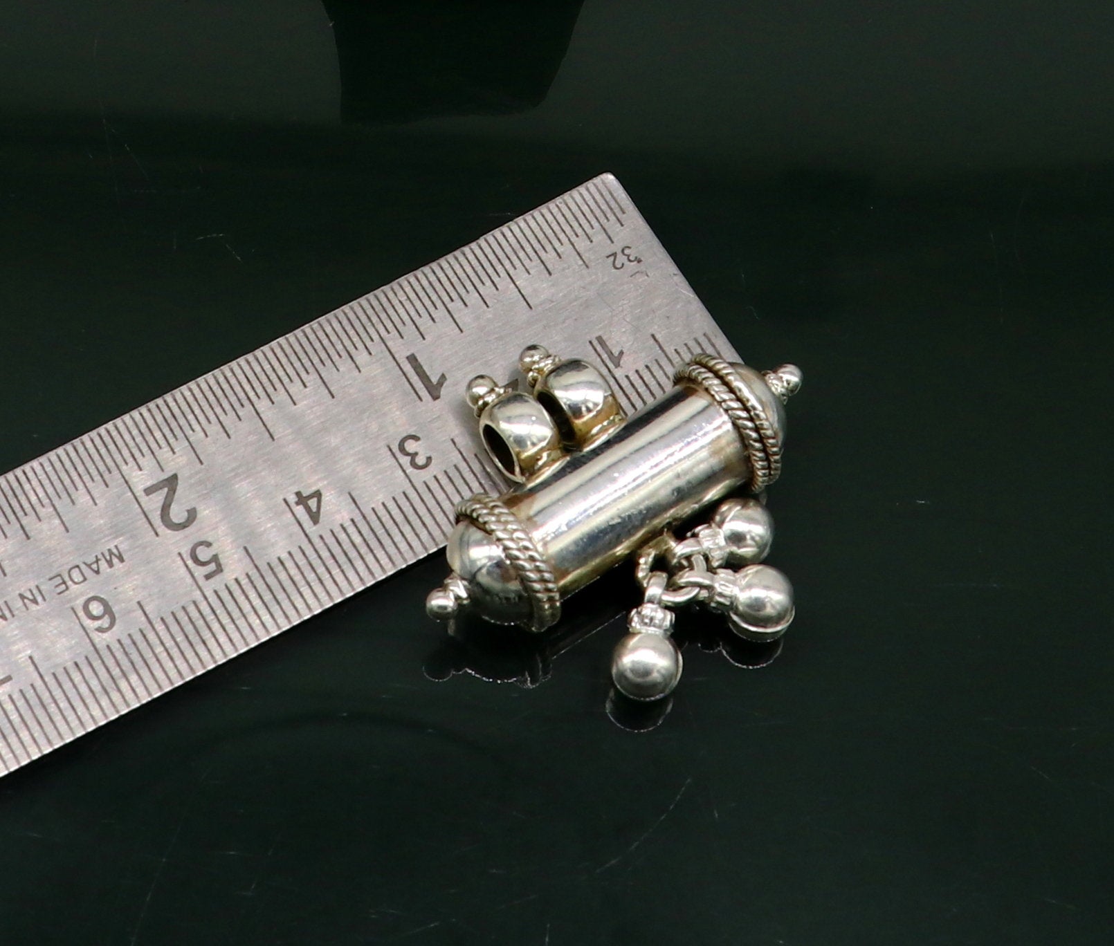 Fine 925 silver amulet pendant, plain shine design pendant, unique stylish fancy jewelry, elegant gifting pendant with jingling bells ssp389 - TRIBAL ORNAMENTS