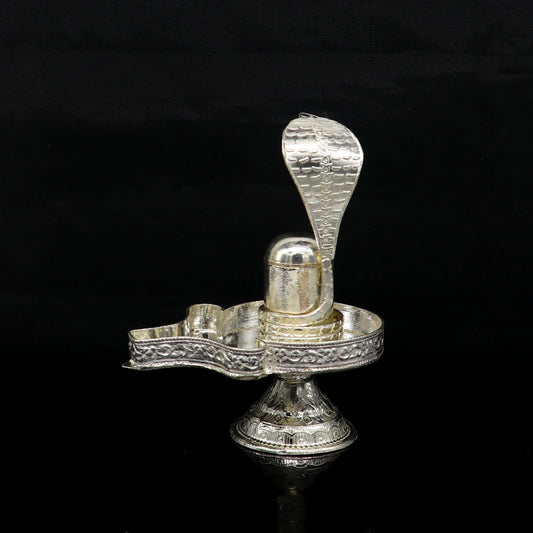 Fine 925 sterling silver handmade Lord shiva-Linga Stand, silver utensil, silver puja temple art, shiva lingam stand with serpent su161 - TRIBAL ORNAMENTS