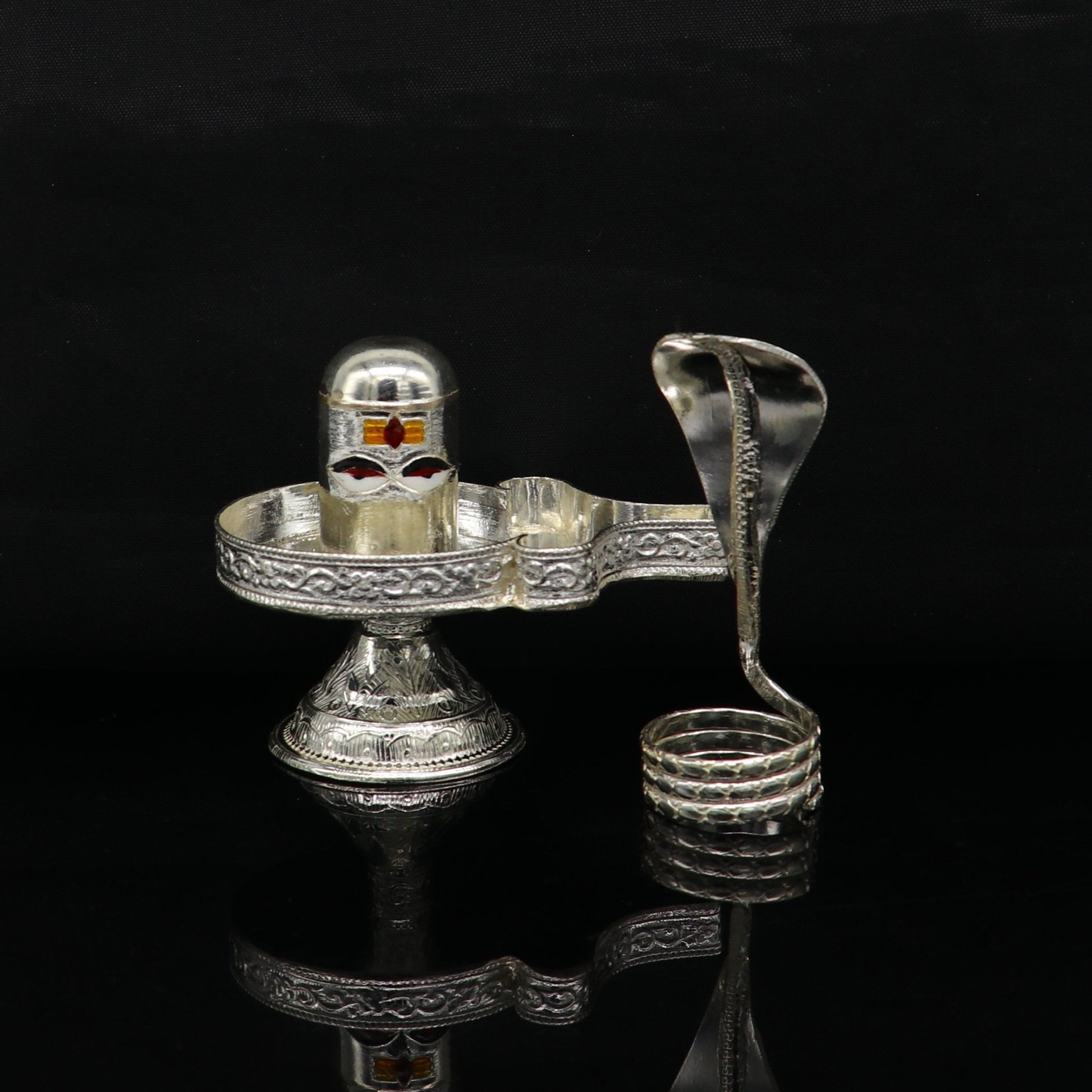 Fine 925 sterling silver handmade Lord shiva-Linga Stand, silver utensil, silver puja temple art, shiva lingam stand with serpent su161 - TRIBAL ORNAMENTS