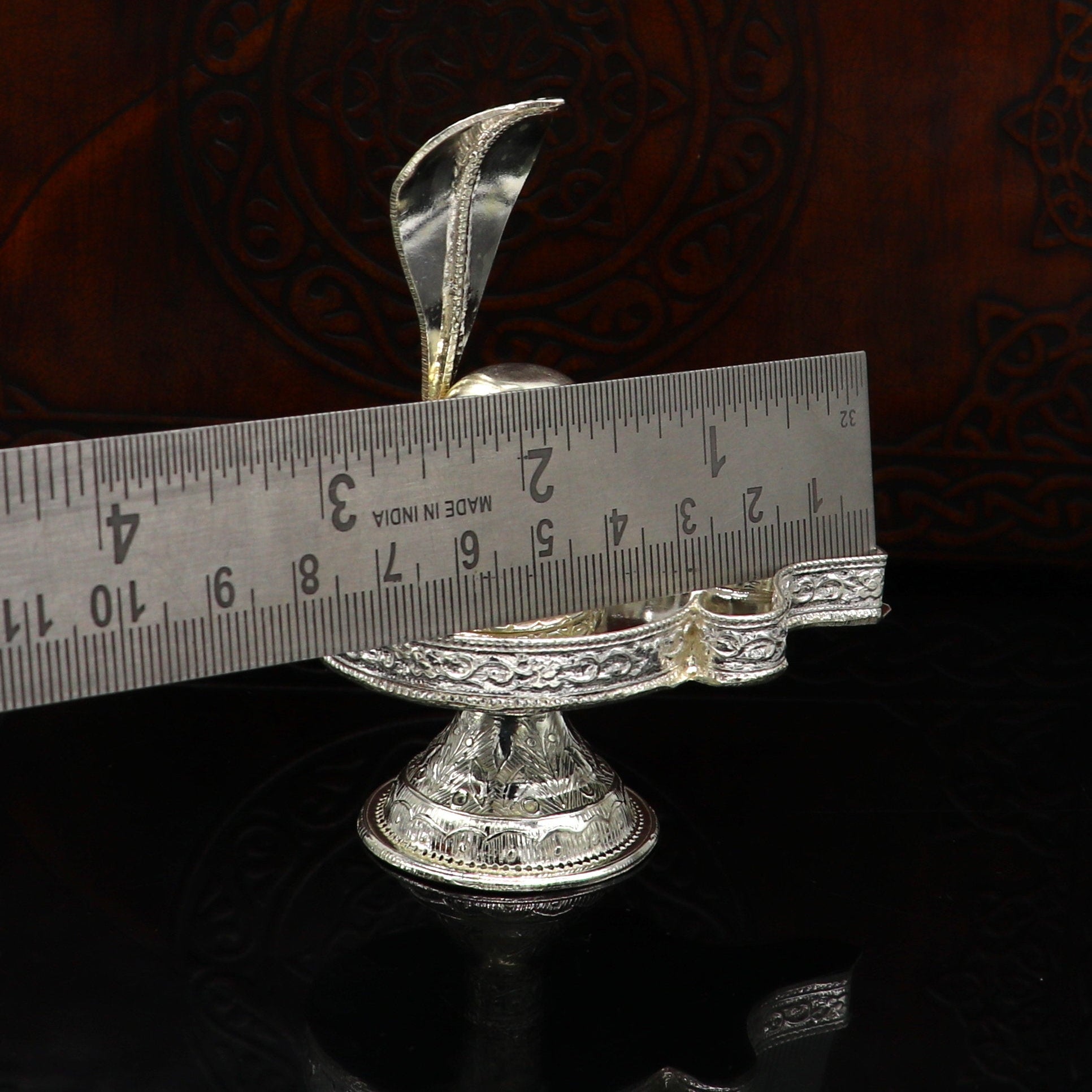 Fine 925 sterling silver handmade Lord shiva-Linga Stand, silver utensil, silver puja temple art, shiva lingam stand with serpent su161 - TRIBAL ORNAMENTS