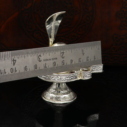 Fine 925 sterling silver handmade Lord shiva-Linga Stand, silver utensil, silver puja temple art, shiva lingam stand with serpent su161 - TRIBAL ORNAMENTS
