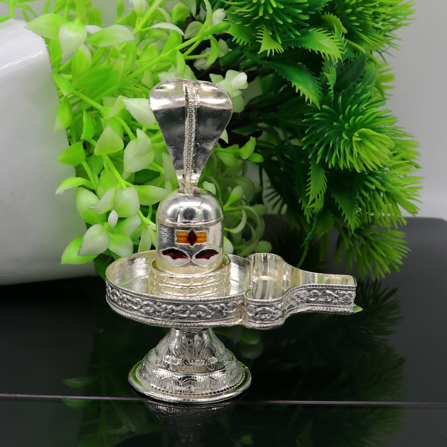 Fine 925 sterling silver handmade Lord shiva-Linga Stand, silver utensil, silver puja temple art, shiva lingam stand with serpent su161 - TRIBAL ORNAMENTS