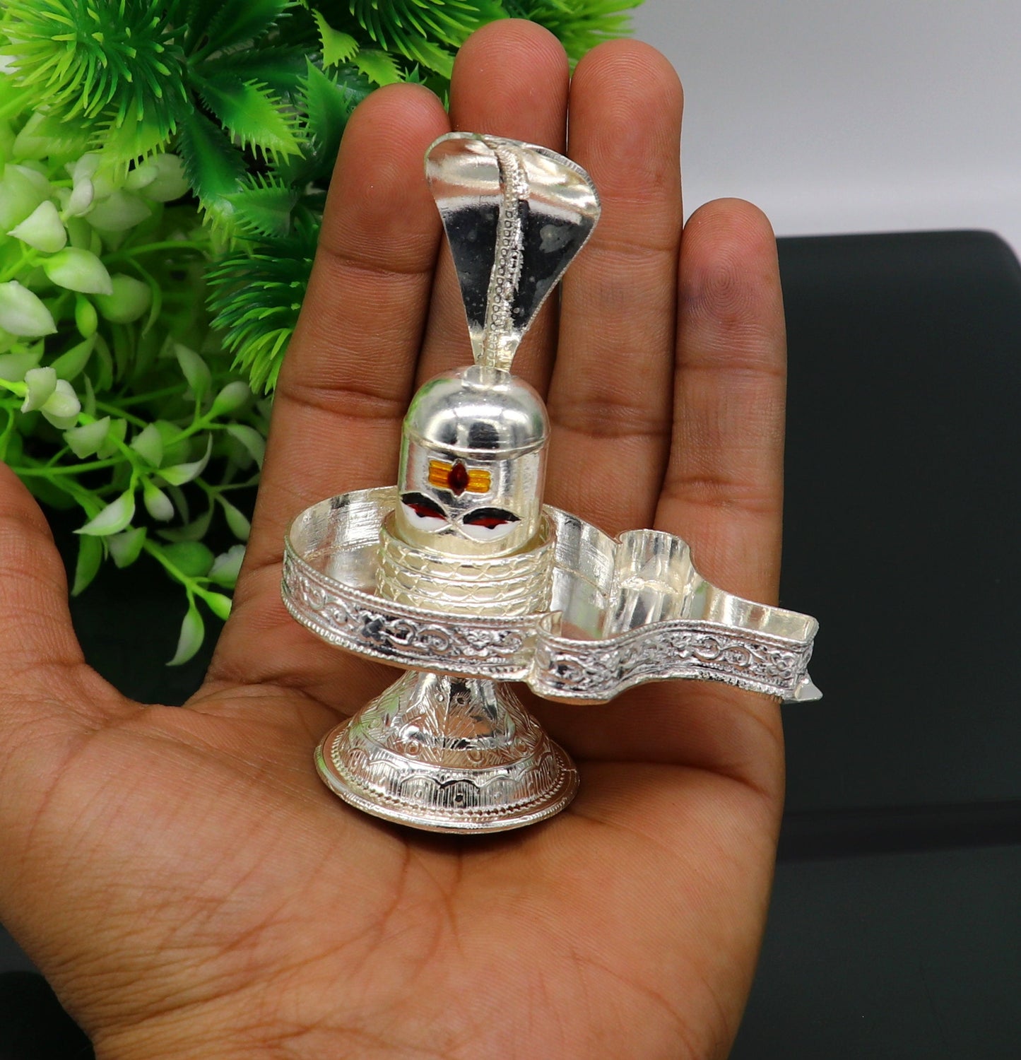 Fine 925 sterling silver handmade Lord shiva-Linga Stand, silver utensil, silver puja temple art, shiva lingam stand with serpent su161 - TRIBAL ORNAMENTS
