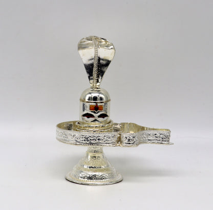 Fine 925 sterling silver handmade Lord shiva-Linga Stand, silver utensil, silver puja temple art, shiva lingam stand with serpent su161 - TRIBAL ORNAMENTS