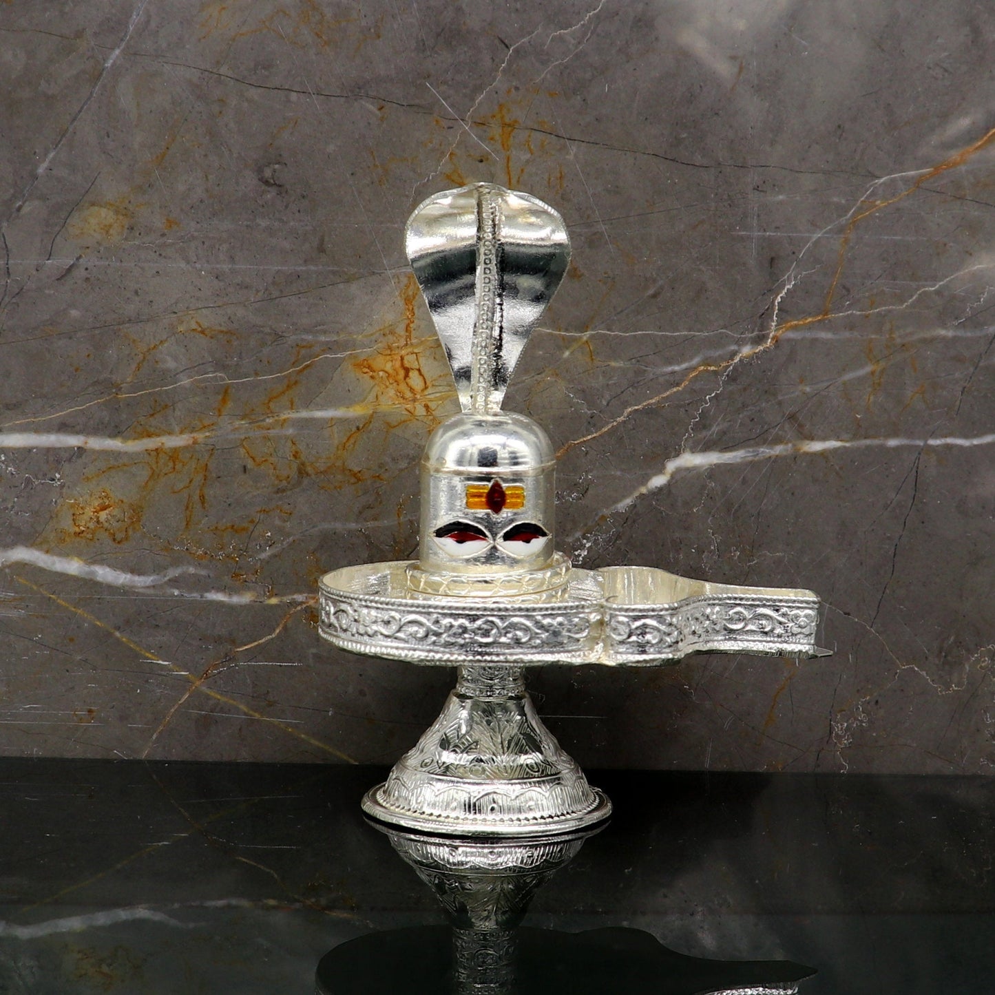 Fine 925 sterling silver handmade Lord shiva-Linga Stand, silver utensil, silver puja temple art, shiva lingam stand with serpent su161 - TRIBAL ORNAMENTS