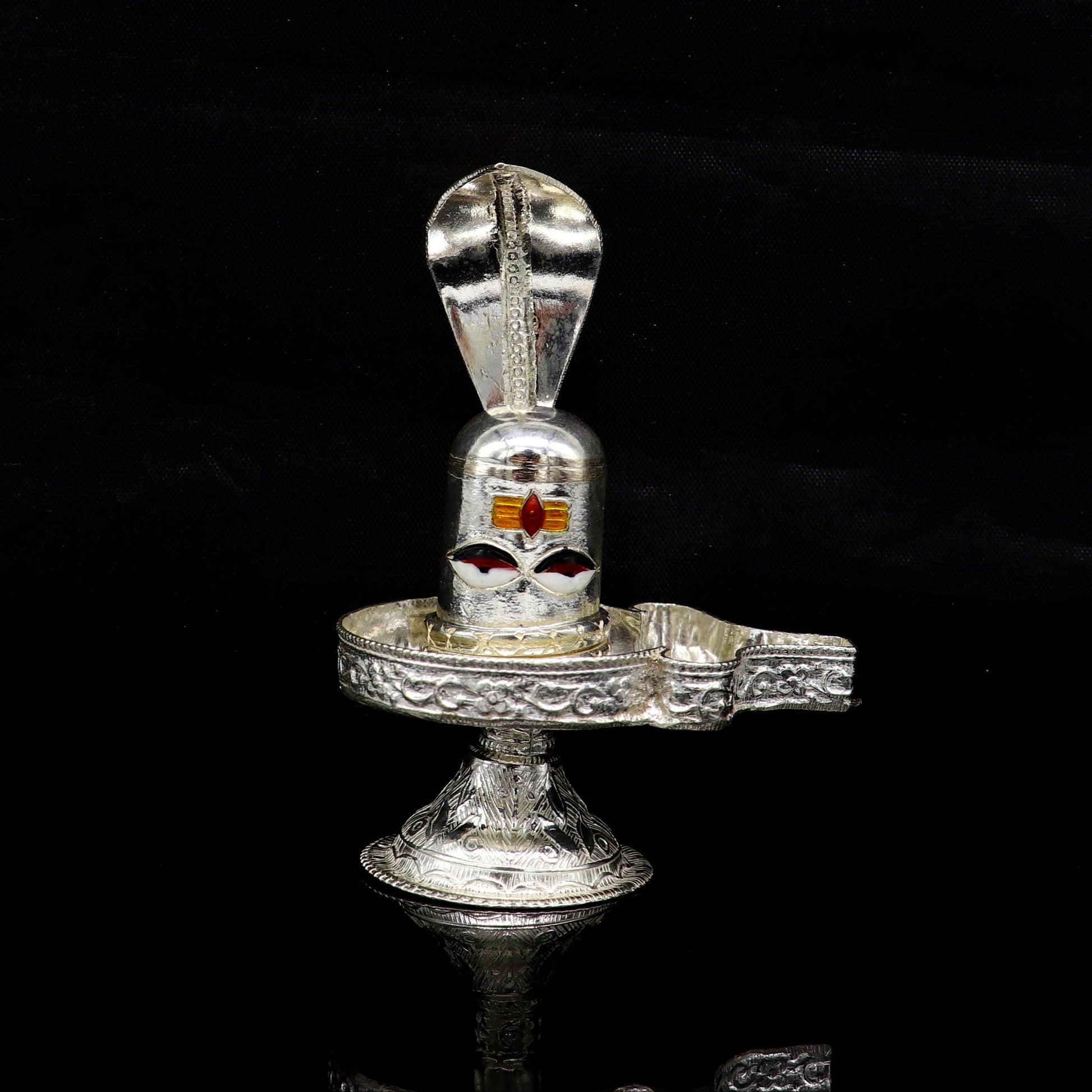 Fine 925 sterling silver handmade Lord shiva-Linga Stand, silver utensil, silver puja temple art, shiva lingam stand with serpent su161 - TRIBAL ORNAMENTS