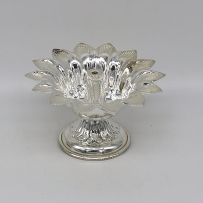 Fine 999 silver handmade flower shape oil lamp, silver temple utensils, silver diya, deepak, silver vessels, silver art decorative art su174 - TRIBAL ORNAMENTS
