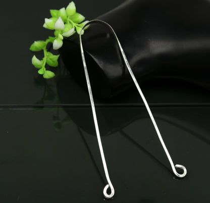 Fine silver handmade tongue cleaner scraper best for daily use and stay healthy top class genuine silver item for better health tc01 - TRIBAL ORNAMENTS