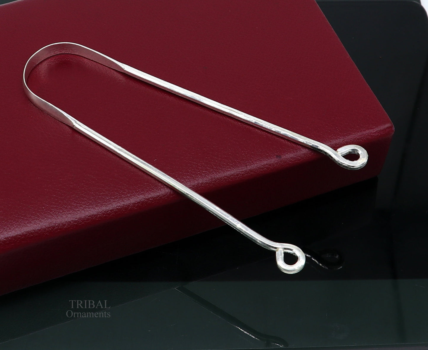 Fine silver handmade tongue cleaner scraper best for daily use and stay healthy top class genuine silver item for better health tc11 - TRIBAL ORNAMENTS