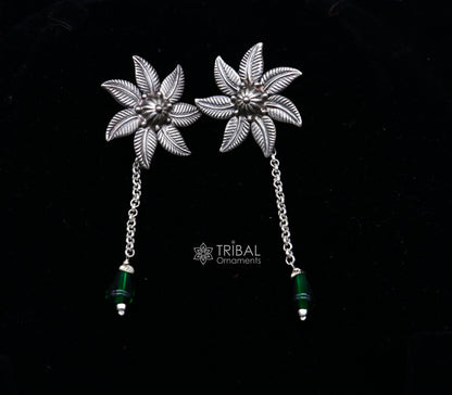 Floral design 92.5 sterling silver stud earring, gorgeous charm earring excellent gifting brides earring fancy party jewelry ear1168 - TRIBAL ORNAMENTS